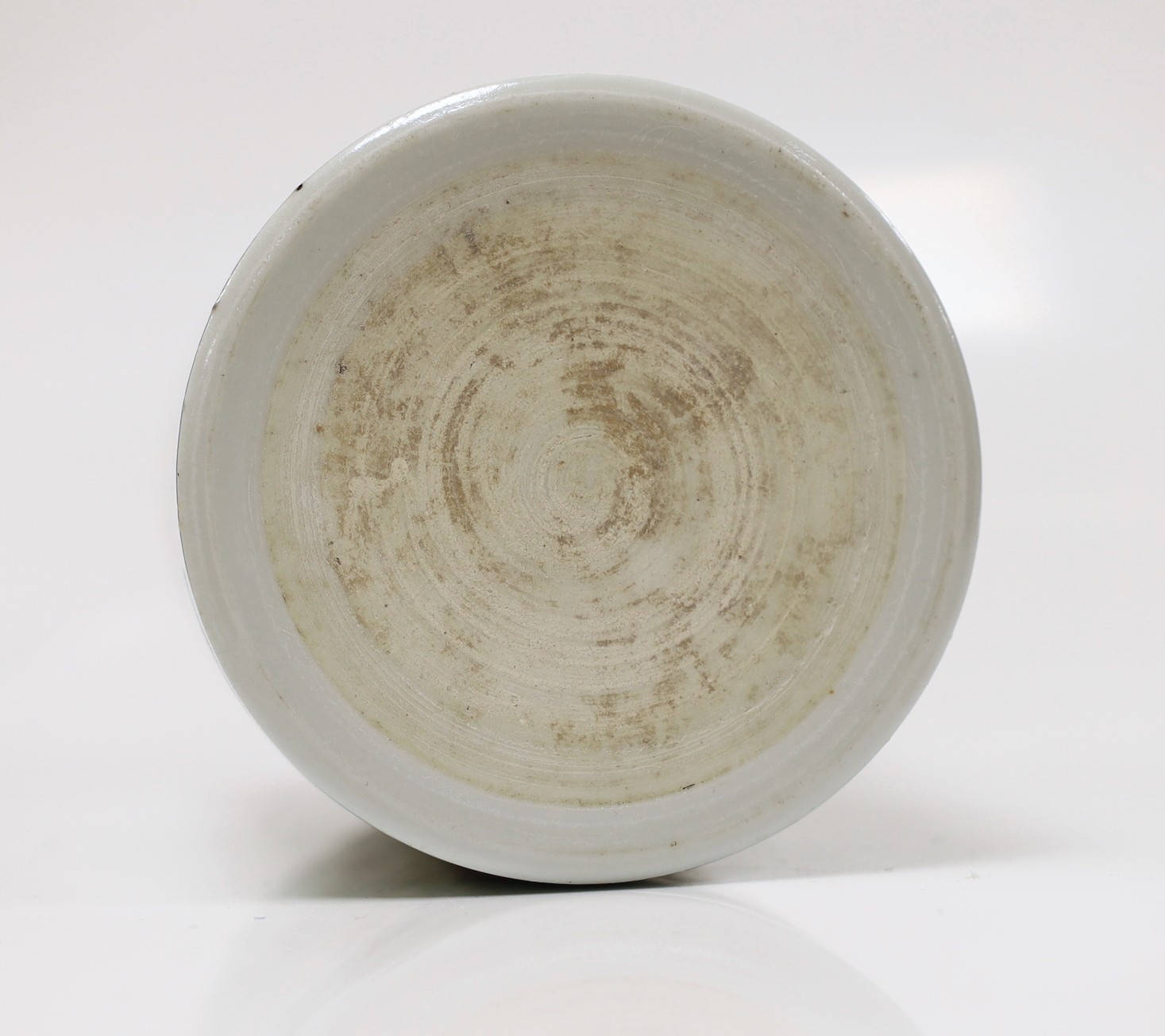 A cylindrical brush pot, 12.5cms high